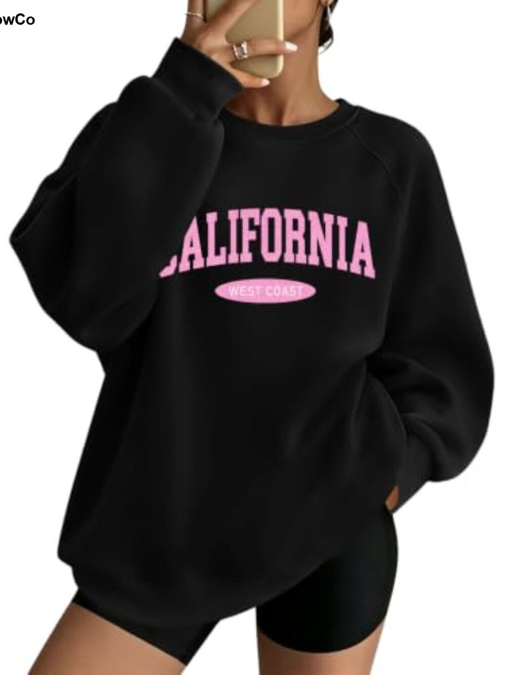 Oversized Crew Neck Pullover Graphic Sweatshirt Fleece Lined Long Sleeve